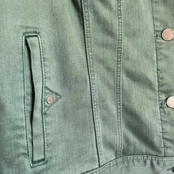Liverpool Shale Green Denim Button Front Pocket Jean Hip Length Jacet - Picture 8 of 8